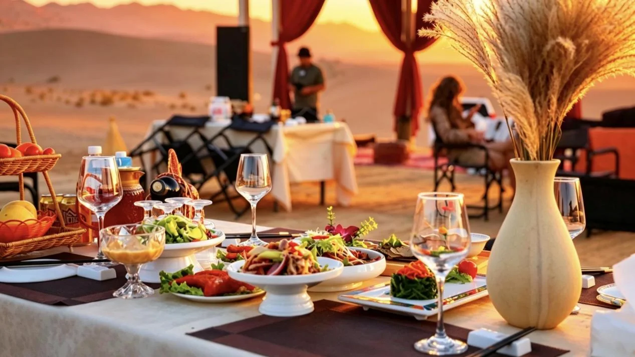 Dinner among the Dunhuang dunes