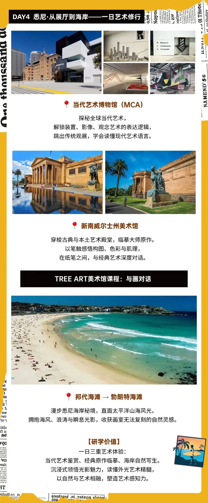 DAY4 悉尼：当代艺术博物馆 MCA、新南威尔士州美术馆大师临摹，邦代海滩至勃朗特海滩海岸写生